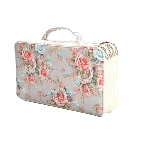 ZYAGH Farbstift-Etui Tragbares Stiftetui aus PU-Leder mit 300 Löchern und großer Kapazität. Multifunktionale tragbare Stifttasche zur Aufbewahrung von Schreibwaren Fur FedermäPpchen(Beige canvas) von ZYAGH