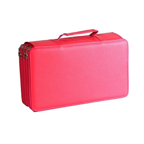 ZYAGH Farbstift-Etui Tragbares Stiftetui aus PU-Leder mit 300 Löchern und großer Kapazität. Multifunktionale tragbare Stifttasche zur Aufbewahrung von Schreibwaren Fur FedermäPpchen(Red) von ZYAGH
