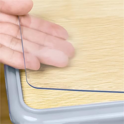 ZYAGH Tischdecke Abwaschbar 1PCS Clear Transparent Tablecloth,Student Table Mat,Oilproof Waterproof Dining Table Protector,Rectangle Table Cover,PVC Vinyl Fur Transparent(50x100cm) von ZYAGH