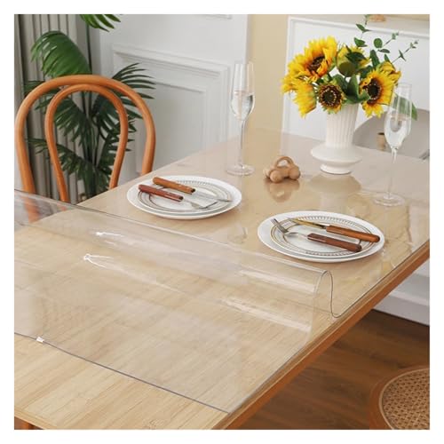 ZYAGH Tischdecke Abwaschbar PVC Transparent Table Cloth Cover Tablecloth Mat Waterproof Rectangle Soft Glass Cloth Dining Kitchen Oilproof Desk Table Mat Fur Transparent(80X140cm) von ZYAGH