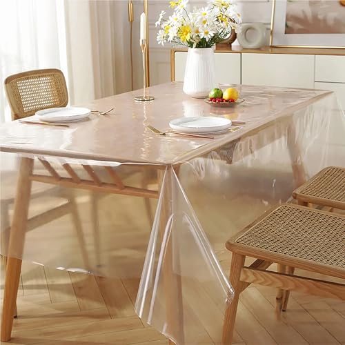ZYAGH Tischdecke Abwaschbar Simple and Thin PE Waterproof Transparent Tablecloth Fur Transparent(150x180cm) von ZYAGH
