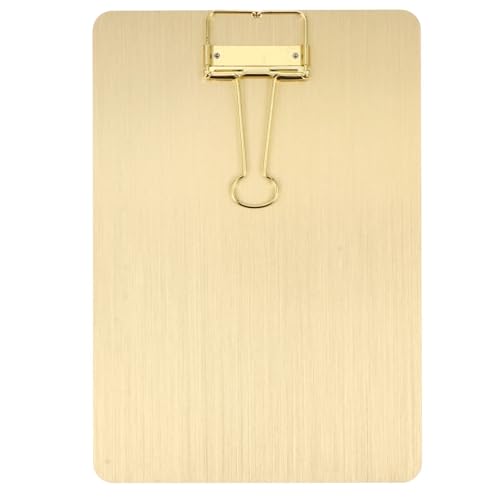 Klemmbretter 4 Stück A5 Dateiordner Zwischenablage Edelstahl Dokumentenhalter Schreibtafel Clip Menüständer Büro Schulbedarf Für die Ablage von Dokumenten(Gold) von ZYAYNG