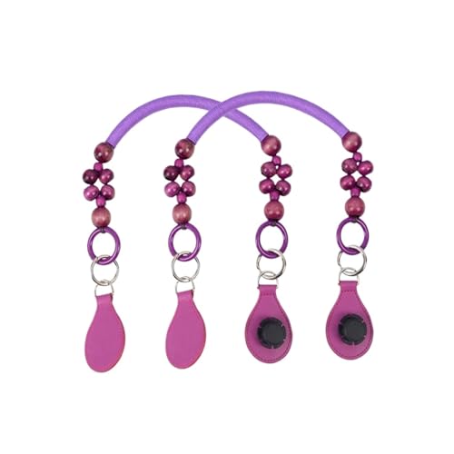 ZYAYNG Griff der Tasche aus Holz 2 STÜCKE Holzperlen Ring Riemen Griff for Klassische Mini Frauen Schulter Handtasche Tasche Griff für Handtasche(Purple) von ZYAYNG