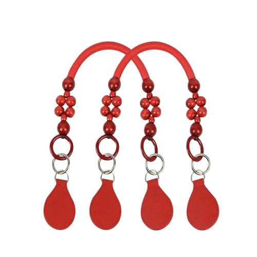 ZYAYNG Griff der Tasche aus Holz 2 STÜCKE Holzperlen Ring Riemen Griff for Klassische Mini Frauen Schulter Handtasche Tasche Griff für Handtasche(Red) von ZYAYNG
