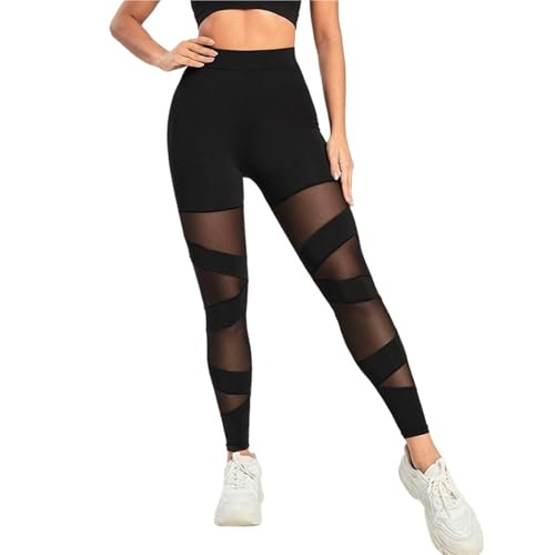 ZYAYNG Mesh Yoga-Hose Yogahose aus Netzstoff mit hoher Taille, sexy Leggings for Damen, Dehnbare Workout-Leggings FüR Sport Yoga Gym(L) von ZYAYNG