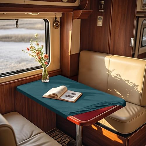 ZYBSLCSY Samt-Tischdecke für Wohnmobile, Tischtuch für Outdoor Camping Pavillons mit 4 Bändern, geeignet für rechteckige oder runde Tischplatten (Peacock Blue,Width 75cm,Length 245cm) von ZYBSLCSY