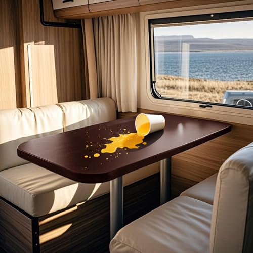 ZYBSLCSY wasserdichte Elastische Tischdecke Für Camping Wohnwagen, Lederoptik Tischdecke Outdoor Tischdecke Strapazierfähig (Kaffee,60x120cm) von ZYBSLCSY