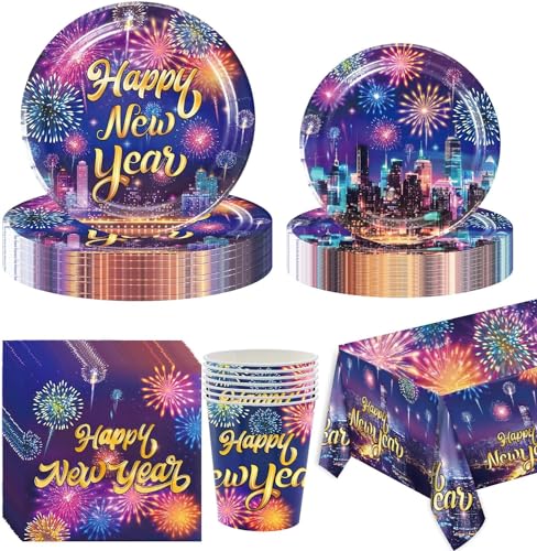 New Year Party Dekoration Re-usable Geschirr Set, Frohes Neues Jahr 2026,12 Gäste Partys Geschirr Abschlusspapier Neujahrsdekoration 2026 New Year Party Dekoration Re-usable Geschirr Set, Frohes Neues Jahr 2026,12 Gäste Partys Geschirr Abschlusspapier Neujahrsdekoration 2026 von ZYDNANYANG