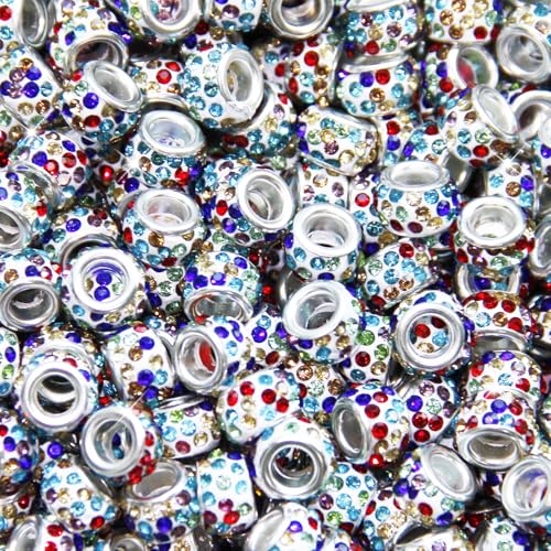 100 Stück Strassperlen mit großem Loch, Abstandshalter, weiße Farbe, europäisches Handwerk, großes Loch, Strasssteine, Lampwork-Perlen, Feenstab, Gartenperlen für DIY-Armbänder, Halsketten 100 Stück Strassperlen mit großem Loch, Abstandshalter, weiße Farbe, europäisches Handwerk, großes Loch, Strasssteine, Lampwork-Perlen, Feenstab, Gartenperlen für DIY-Armbänder, Halsketten von ZYEHXED