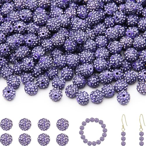 150 Stück 10 mm Strassperlen für Schmuckherstellung, lila, glänzend, rund, Shamballa, Disco, Baseball-Halskette, Perlen, funkelnd, Kristall, Ton, Pavé-Fassung, Strass-Perlen für DIY-Armbänder 150 Stück 10 mm Strassperlen für Schmuckherstellung, lila, glänzend, rund, Shamballa, Disco, Baseball-Halskette, Perlen, funkelnd, Kristall, Ton, Pavé-Fassung, Strass-Perlen für DIY-Armbänder von ZYEHXED