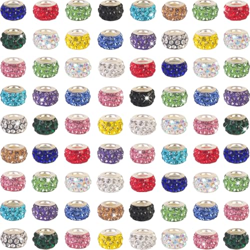 150 Stück Strass-Perlen mit großem Loch, Abstandshalter, gemischte Farben, europäisches Handwerk, großes Loch, Strasssteine, Lampwork, Murano-Perlen, Feen-Zauberstab, Gartenperlen für DIY-Armbänder 150 Stück Strass-Perlen mit großem Loch, Abstandshalter, gemischte Farben, europäisches Handwerk, großes Loch, Strasssteine, Lampwork, Murano-Perlen, Feen-Zauberstab, Gartenperlen für DIY-Armbänder von ZYEHXED