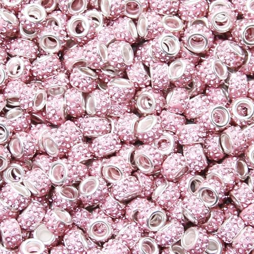 200 Stück Strassperlen mit großem Loch, Abstandshalter, rosa, europäisches Handwerk, großes Loch, Strasssteine, Lampwork, Murano-Perlen, Feen-Zauberstab, Gartenperlen für DIY-Armbänder, Halsketten 200 Stück Strassperlen mit großem Loch, Abstandshalter, rosa, europäisches Handwerk, großes Loch, Strasssteine, Lampwork, Murano-Perlen, Feen-Zauberstab, Gartenperlen für DIY-Armbänder, Halsketten von ZYEHXED