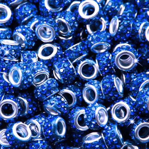 200 Stück Strasssteine mit großem Loch, Abstandshalter, dunkelblau, europäisches Handwerk, großes Loch, Strasssteine, Lampwork, Murano-Perlen, Feen-Zauberstab, Gartenperlen für DIY-Armbänder 200 Stück Strasssteine mit großem Loch, Abstandshalter, dunkelblau, europäisches Handwerk, großes Loch, Strasssteine, Lampwork, Murano-Perlen, Feen-Zauberstab, Gartenperlen für DIY-Armbänder von ZYEHXED