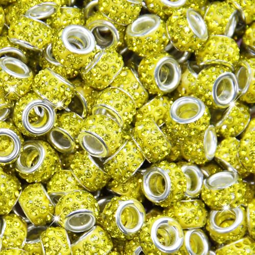 60 Stück Strassperlen mit großem Loch, Abstandshalter, gelb, europäisches Handwerk, großes Loch, Strasssteine, Lampwork, Murano-Perlen, Feen-Zauberstab, Gartenperlen für DIY-Armbänder, Halsketten 60 Stück Strassperlen mit großem Loch, Abstandshalter, gelb, europäisches Handwerk, großes Loch, Strasssteine, Lampwork, Murano-Perlen, Feen-Zauberstab, Gartenperlen für DIY-Armbänder, Halsketten von ZYEHXED