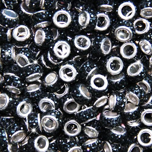 60 Stück Strassperlen mit großem Loch, Abstandshalter, schwarz, europäisches Handwerk, großes Loch, Strasssteine, Lampwork, Murano-Perlen, Feen-Zauberstab, Gartenperlen für DIY-Armbänder, Halsketten 60 Stück Strassperlen mit großem Loch, Abstandshalter, schwarz, europäisches Handwerk, großes Loch, Strasssteine, Lampwork, Murano-Perlen, Feen-Zauberstab, Gartenperlen für DIY-Armbänder, Halsketten von ZYEHXED