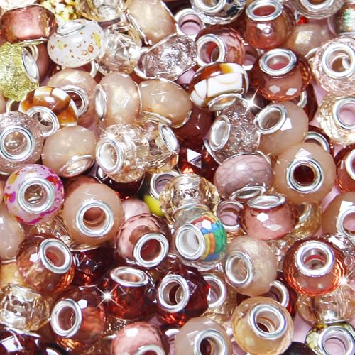 Abstandshalter mit großem Loch, Champagner, verschiedene europäische Bastelperlen, großes Loch, Murano-Perlen, Feen-Zauberstab, Gartenperlen für DIY-Charm-Armbänder, Halsketten, Ohrringe Abstandshalter mit großem Loch, Champagner, verschiedene europäische Bastelperlen, großes Loch, Murano-Perlen, Feen-Zauberstab, Gartenperlen für DIY-Charm-Armbänder, Halsketten, Ohrringe von ZYEHXED