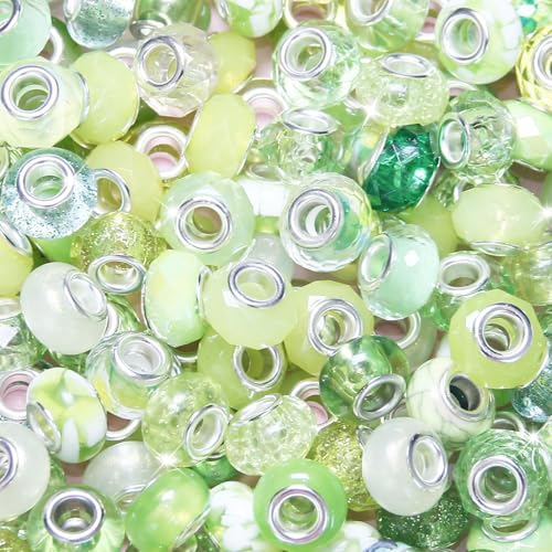 Abstandshalter mit großem Loch, Hellgrün, verschiedene europäische Bastelperlen, großes Loch, Murano-Perlen, Feen-Zauberstab, Gartenperlen für DIY-Armbänder, Halsketten, Ohrringe, Schmuckherstellung Abstandshalter mit großem Loch, Hellgrün, verschiedene europäische Bastelperlen, großes Loch, Murano-Perlen, Feen-Zauberstab, Gartenperlen für DIY-Armbänder, Halsketten, Ohrringe, Schmuckherstellung von ZYEHXED