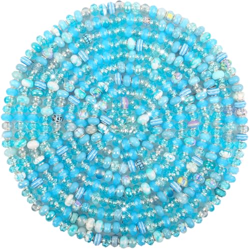 Abstandshalter mit großem Loch, Himmelblau, verschiedene europäische Bastelperlen, großes Loch, Murano-Perlen, Feen-Zauberstab, Gartenperlen für DIY-Stifte, Charm-Armbänder, Schmuckherstellung Abstandshalter mit großem Loch, Himmelblau, verschiedene europäische Bastelperlen, großes Loch, Murano-Perlen, Feen-Zauberstab, Gartenperlen für DIY-Stifte, Charm-Armbänder, Schmuckherstellung von ZYEHXED