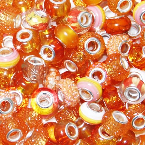 Abstandshalter mit großem Loch, Perlen, Orange, sortiert, europäisches Handwerk, großes Loch, Muranoperlen, Feenstab Gartenperlen für DIY-Charm-Armbänder, Halsketten, Ohrringe, Schmuckherstellung, 60 Abstandshalter mit großem Loch, Perlen, Orange, sortiert, europäisches Handwerk, großes Loch, Muranoperlen, Feenstab Gartenperlen für DIY-Charm-Armbänder, Halsketten, Ohrringe, Schmuckherstellung, 60 von ZYEHXED