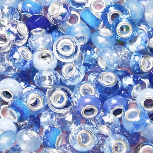 Abstandshalter mit großem Loch, blaue Perlen, europäische Bastelperlen, großes Loch, Murano-Perlen, Feen-Zauberstab, Gartenperlen für DIY-Charm-Armbänder, Halsketten, Ohrringe, Schmuckherstellung, 200 Abstandshalter mit großem Loch, blaue Perlen, europäische Bastelperlen, großes Loch, Murano-Perlen, Feen-Zauberstab, Gartenperlen für DIY-Charm-Armbänder, Halsketten, Ohrringe, Schmuckherstellung, 200 von ZYEHXED