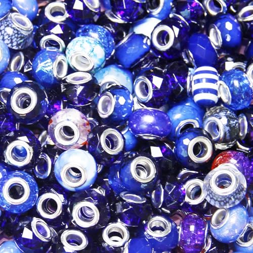 Abstandshalter mit großem Loch, dunkelblau, verschiedene europäische Bastelperlen, großes Loch, Murano-Perlen, Feen-Zauberstab, Gartenperlen für DIY-Armbänder, Halsketten, Ohrringe, Schmuckherstellung Abstandshalter mit großem Loch, dunkelblau, verschiedene europäische Bastelperlen, großes Loch, Murano-Perlen, Feen-Zauberstab, Gartenperlen für DIY-Armbänder, Halsketten, Ohrringe, Schmuckherstellung von ZYEHXED