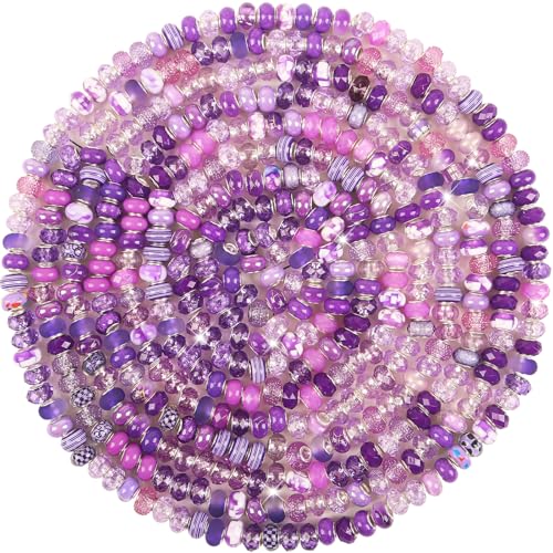 Abstandshalter mit großem Loch, lila, sortiert, europäisches Handwerk, großes Loch, Murano-Perlen, Feen-Zauberstab, Gartenperlen für DIY-Stifte, Armbänder, Halsketten, Schmuckherstellung Abstandshalter mit großem Loch, lila, sortiert, europäisches Handwerk, großes Loch, Murano-Perlen, Feen-Zauberstab, Gartenperlen für DIY-Stifte, Armbänder, Halsketten, Schmuckherstellung von ZYEHXED
