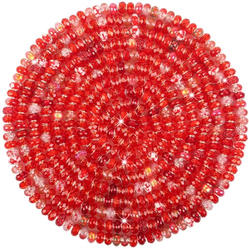 Abstandshalter mit großem Loch, rot, sortiert, europäisches Handwerk, großes Loch, Murano-Perlen, Feen-Zauberstab, Gartenperlen für DIY-Stifte, Armbänder, Halsketten, Schmuckherstellung Abstandshalter mit großem Loch, rot, sortiert, europäisches Handwerk, großes Loch, Murano-Perlen, Feen-Zauberstab, Gartenperlen für DIY-Stifte, Armbänder, Halsketten, Schmuckherstellung von ZYEHXED