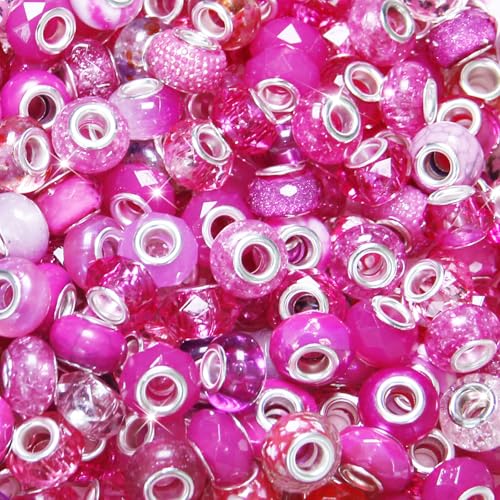 Perlen mit großem Loch, Abstandshalter, Rosenrot, sortiert, europäisches Handwerk, großes Loch, Murano-Perlen, Feen-Zauberstab, Gartenperlen für DIY-Charm-Armbänder, Halsketten, Ohrringe Perlen mit großem Loch, Abstandshalter, Rosenrot, sortiert, europäisches Handwerk, großes Loch, Murano-Perlen, Feen-Zauberstab, Gartenperlen für DIY-Charm-Armbänder, Halsketten, Ohrringe von ZYEHXED