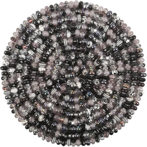 Perlen mit großem Loch, Abstandshalter, schwarz, sortiert, europäisches Handwerk, großes Loch, Murano-Perlen, Feen-Zauberstab, Gartenperlen für DIY-Stifte, Armbänder, Halsketten, Schmuckherstellung Perlen mit großem Loch, Abstandshalter, schwarz, sortiert, europäisches Handwerk, großes Loch, Murano-Perlen, Feen-Zauberstab, Gartenperlen für DIY-Stifte, Armbänder, Halsketten, Schmuckherstellung von ZYEHXED