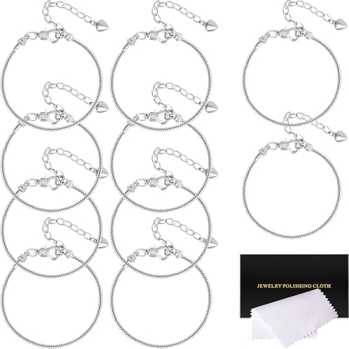 Schlangen-Charm-Armband-Kette, verstellbar, 3 mm, zierliche Schlangenkette, Armbänder, Kette mit Herz, Karabinerverschluss, Verlängerungskette für Weihnachten, DIY, Damen, Schmuckherstellung von ZYEHXED