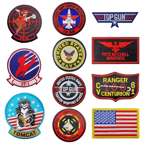 ZYEKIU 11 Stück Aufnäher zum Aufbügeln Patches Bestickt USA Flagge Patches Bestickt, Air Force Navy Marine Army Jacke Tactical Military Logo Dekorative Applikation für Kleidung Jacke Jeans Cap von ZYEKIU