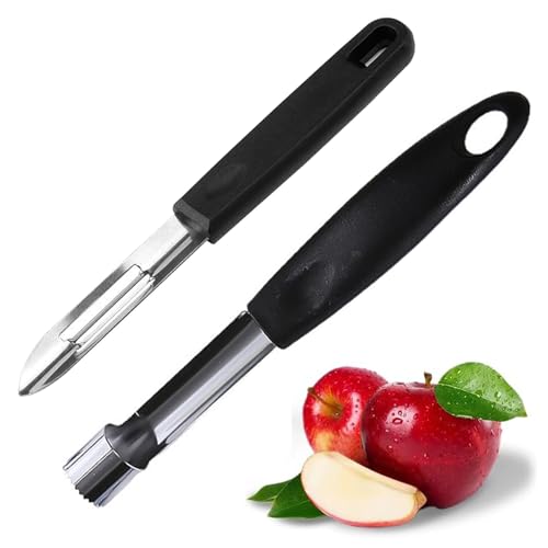 ZYEKIU 2 Stück Set Kartoffelschäler Apfelschäler/Apfelentkerner Schäler Gemüseschäler Kartoffelschälmesser Edelstahl Peeler Geeignet zum Küche Schälen Verschiedene Obst Gemüsesorten Sparschäler von ZYEKIU