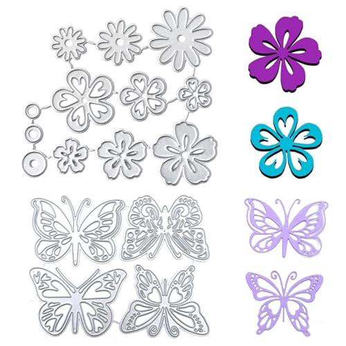 ZYEKIU 2 Stück Stanzschablonen Blumen Stanzformen Blütenform Stanzen für Stanzmaschine Schmetterlingsform DIY Handwerk Verwendet für Scrapbook Album Foto Karte Einladung Grußkarte von ZYEKIU