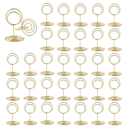 ZYEKIU 30 Stück Gold Tischkartenhalter, Fotohalter Kartenständer, Menükartenhalter, Fotohalter mit Klammern, Memohalter, Tischkarten Halterung, für Hochzeiten, Bankette, Partys (Runden) von ZYEKIU