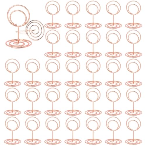 ZYEKIU 30 Stück Roségold Tischkartenhalter, Fotohalter Kartenständer, Menükartenhalter, Fotohalter mit Klammern, Memohalter, Tischkarten Halterung, für Hochzeiten, Bankette, Partys (Runden) von ZYEKIU