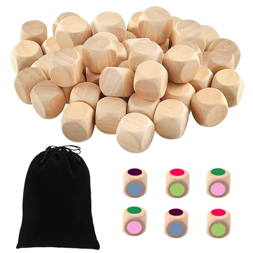 ZYEKIU 50 Stück Unbemalte Holzwürfel Blanko, Holzwürfel Würfel 20mm DIY Holz Würfel Holz Blanko Würfels zum Beschriften für Malen, DIY Handwerk, Dekorationen, Bastelprojekte, mit Kordelzug Tasche ZYEKIU 50 Stück Unbemalte Holzwürfel Blanko, Holzwürfel Würfel 20mm DIY Holz Würfel Holz Blanko Würfels zum Beschriften für Malen, DIY Handwerk, Dekorationen, Bastelprojekte, mit Kordelzug Tasche von ZYEKIU