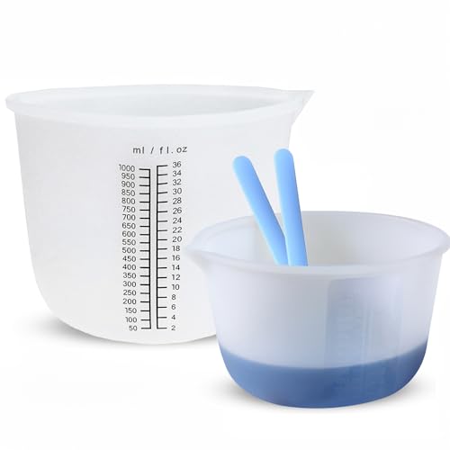 1000ml/600ml Silikon Messbecher, 2 Stück Mischbecher Groß Silikonbecher zum Gießen Silikon Messbecher Gießpulver mit Rührstab Epoxidharz Zubehör für Gießformen Diy Labor Basteln 1000ml/600ml Silikon Messbecher, 2 Stück Mischbecher Groß Silikonbecher zum Gießen Silikon Messbecher Gießpulver mit Rührstab Epoxidharz Zubehör für Gießformen Diy Labor Basteln von ZYETGH