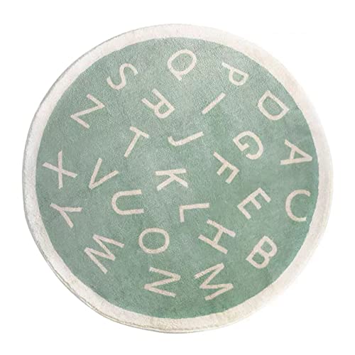 ZYFAB Runder ABC-Teppich aus weichem Plüsch, rutschfeste Alphabet-Bodenmatte für Kinderzimmer-Lernspielteppich für Klassenzimmer,B,Diameter:200cm von ZYFAB