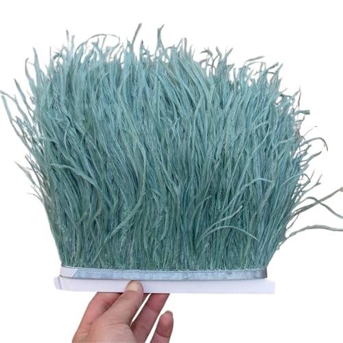 1/5/10 Meter Straußenfederbesatz Kleid for Frauen Weiche Federn Fransen Hochzeitsrock Dekoration Party Stoffband für Bastelarbeiten Hochzeit Party Dekoration(Grey,5meters) von ZYFHYU