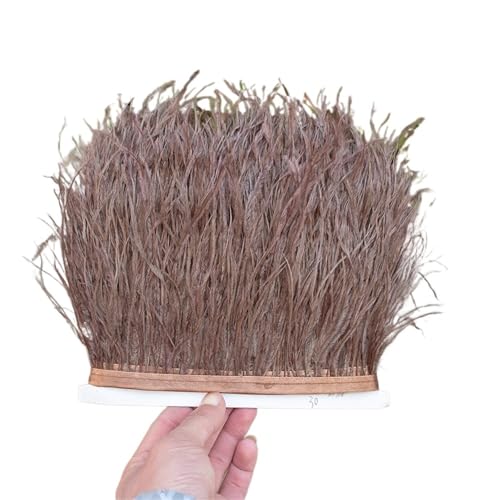 1/5/10 Meter Straußenfederbesatz Kleid for Frauen Weiche Federn Fransen Hochzeitsrock Dekoration Party Stoffband für Bastelarbeiten Hochzeit Party Dekoration(Olive Green,5meters) von ZYFHYU