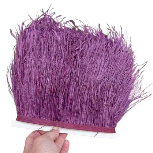 1/5/10 Meter Straußenfederbesatz Kleid for Frauen Weiche Federn Fransen Hochzeitsrock Dekoration Party Stoffband für Bastelarbeiten Hochzeit Party Dekoration(Pink,5meters) von ZYFHYU