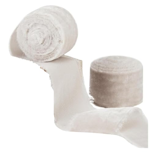 1,5 Yards/Rolle, 4 cm, handgefertigt, Samtband, for Hochzeit, Party, Blumenstrauß, Geschenkverpackung, DIY-Dekorationen für Bastelarbeiten, Geschenkverpackungen(Beige) von ZYFHYU