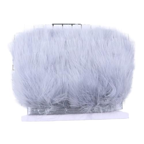 1 Meter Flauschige Federn, Fransenband, 10–15 cm, Feder auf Band, Fransen, Nähen, Party, Kleidung, Kleid, Dekoration für Bastelarbeiten Hochzeit Party Dekoration(Light Grey) von ZYFHYU