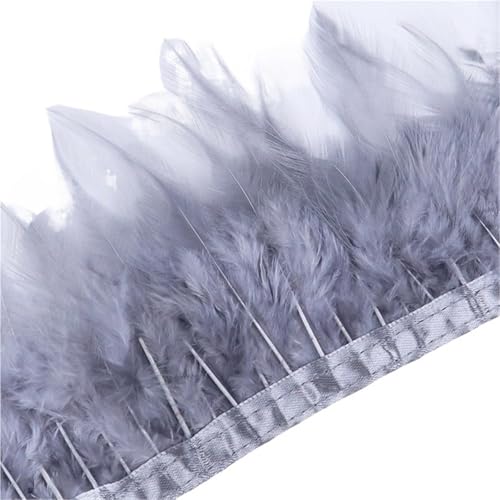 1 Meter Hühnerfederbesatz, 10–15 cm, Band, Nähfeder for Bastelzubehör, Party, Kostüm, Federdekoration für Bastelarbeiten Hochzeit Party Dekoration(Gray) von ZYFHYU