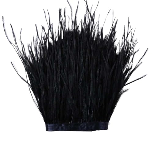 1 m, 6–22 cm, Straußenfedern, Besatz for Hochzeitskleid, Kleidung, Accessoires, Party-Dekoration, Pflaumenfransen für Bastelarbeiten Hochzeit Party Dekoration(Black,15-18 cm) von ZYFHYU