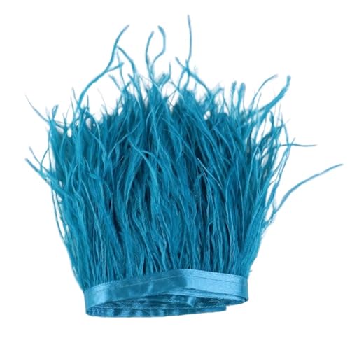 1 m, 6–22 cm, Straußenfedern, Besatz for Hochzeitskleid, Kleidung, Accessoires, Party-Dekoration, Pflaumenfransen für Bastelarbeiten Hochzeit Party Dekoration(Blue,6-8 cm) von ZYFHYU