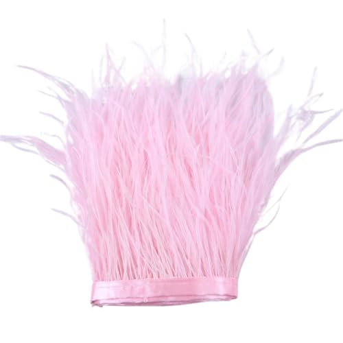 1 m, 6–22 cm, Straußenfedern, Besatz for Hochzeitskleid, Kleidung, Accessoires, Party-Dekoration, Pflaumenfransen für Bastelarbeiten Hochzeit Party Dekoration(Light Pink,8-10 cm) von ZYFHYU