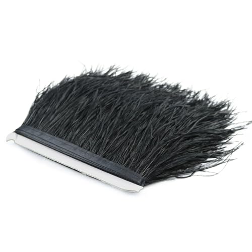 1 m Flauschige Straußenfedern, Fransenbesatz, 8–10 cm, Hochzeitsfeier, Dekoration, Federband for Kleid, Kleidung, Nähen, Basteln für Bastelarbeiten Hochzeit Party Dekoration(Black) von ZYFHYU
