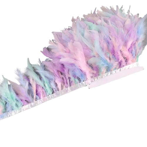 10-15 cm Federn Trim DIY Hochzeit Türkei Feder Band Handwerk Nähen Kleidung Party Plume Handgemachte Wohnkultur für Bastelarbeiten Hochzeit Party Dekoration(Pink Mix,5 Meters) von ZYFHYU