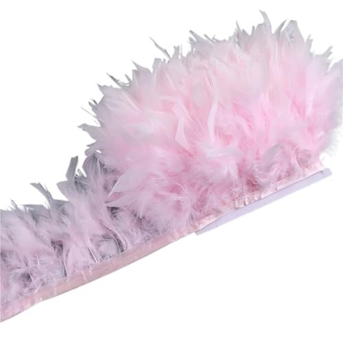 10-15 cm Federn Trim DIY Hochzeit Türkei Feder Band Handwerk Nähen Kleidung Party Plume Handgemachte Wohnkultur für Bastelarbeiten Hochzeit Party Dekoration(Pink2,5 Meters) von ZYFHYU